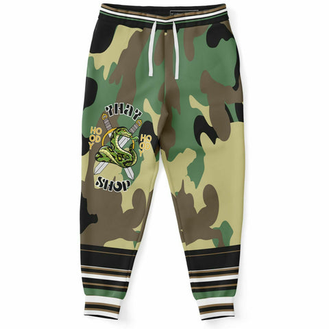 THS Snake Bite Fleece Joggers in Green Camo Joggers - Thathoodyshop