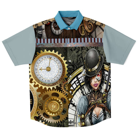 Steampunk Warrior S/S Button Down Shirt Short Sleeve Button Down Shirt - AOP - Thathoodyshop