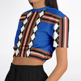 Argyle Blue DLX Cropped Sweater Cropped Sweater - Thathoodyshop
