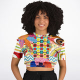 Pink Paisley Visage Cropped Sweater Cropped Sweater - Thathoodyshop