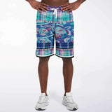 Cerulean Plaid Paisley Basketball Shorts Basketball Shorts - Thathoodyshop