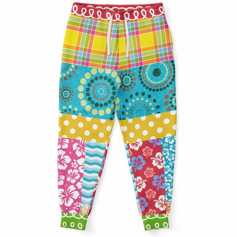 Maui Waui Hawaiian Patchwork Unisex Fleece Joggers Joggers - Thathoodyshop