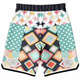 Old Miami Yellow Patchwork Basketball Shorts Basketball Short Rib - AOP - Thathoodyshop