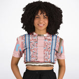 Pink Geo Holy Mosaic Cropped Sweater Cropped Short Sleeve Sweater - Thathoodyshop