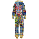 Barcelona Plaid Geometric Patchwork Fleece Unisex Romper Fleece Jumpsuit - Thathoodyshop