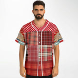 Jersey Salsa Plaid Patchwork Button Front Jersey Baseball Jersey - Thathoodyshop