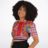 Hippy-Dippy Plaid Cropped Sweater Athletic Cropped Short Sleeve Sweatshirt - AOP - Thathoodyshop