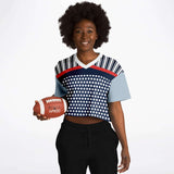 Sail Away Blue Polka Dot Crop Jersey Cropped Football Jersey - Thathoodyshop