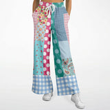 Pink Sherbert Patchwork SW Floral Plaid Stretchy Phat Bellbottoms Flare Leg Pants - Thathoodyshop