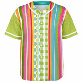 Green Anjou Pear Striped Patchwork Button Front Jersey Short Sleeve Button Down Shirt - Thathoodyshop