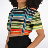 Tequila Sunrise Striped Cropped Sweater Cropped Short Sleeve Sweater - Thathoodyshop