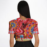 Hippy-Dippy Red Cropped Sweater Cropped Short Sleeve Sweater - Thathoodyshop