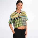 Green Caravan Plaid Crop Jersey Cropped Football Jersey - Thathoodyshop