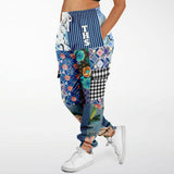 Blue Andalusian Patchwork Unisex Eco-Poly Cargo Sweats Cargo Sweatpants - Thathoodyshop