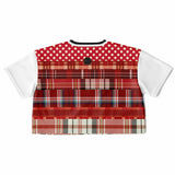 Jersey Salsa Plaid Patchwork Crop Jersey Cropped Football Jersey - Thathoodyshop