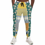 Tallulah Bankhead Yellow Ikat Patchwork Unisex Fleece Joggers Fleece Joggers - Thathoodyshop