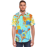 Blue Bullwinkle S/S Button Down Shirt Short Sleeve Button Down Shirt - AOP - Thathoodyshop
