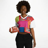 Chili Pepper Patchwork Crop Jersey Cropped Football Jersey - Thathoodyshop