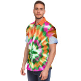 Orange Starburst S/S Button Down Shirt Short Sleeve Button Down Shirt - AOP - Thathoodyshop