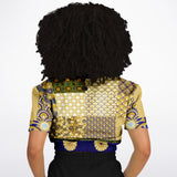 Forever Royale Floral Patchwork Short Sleeve Cropped Sweater Cropped Short Sleeve Sweater - Thathoodyshop