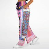 Bahama Mama Drama Pink Patchwork Stretchy Phat Bellbottoms Flare Joggers - Thathoodyshop