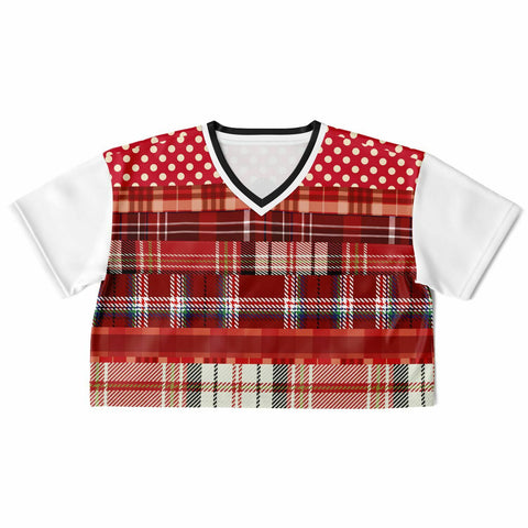 Jersey Salsa Plaid Patchwork Crop Jersey Cropped Football Jersey - Thathoodyshop