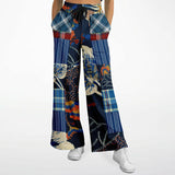 Andromeda Blue Plaid SW Patchwork Bellbottoms Flare Leg Pants - Thathoodyshop