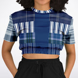 Fair Isle Blue Cropped Sweater Cropped Short Sleeve Sweater - Thathoodyshop