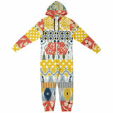 Tallulah Bankhead Floral Patchwork Unisex Fleece Romper Jumpsuit - Thathoodyshop