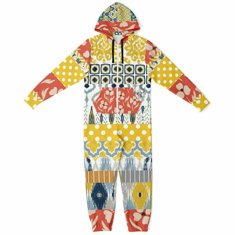 Tallulah Bankhead Floral Patchwork Unisex Fleece Romper Jumpsuit - Thathoodyshop