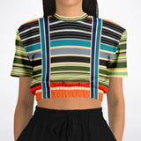 Tequila Sunrise Striped Cropped Sweater Cropped Short Sleeve Sweater - Thathoodyshop
