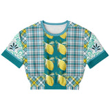 Lemon Zest Floral Cropped Sweater Cropped Short Sleeve Sweatshirt - Thathoodyshop