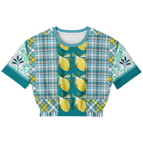 Lemon Zest Floral Cropped Sweater Cropped Short Sleeve Sweatshirt - Thathoodyshop