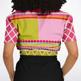 Hello Janis!  Pink Spliced Short Sleeve Cropped Sweater Cropped Short Sleeve Sweater - Thathoodyshop