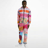 Bahama Mama Pink Floral Patchwork Unisex Fleece Romper Fleece Romper - Thathoodyshop