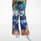 Blue Andalusian Patchwork Stretchy Phat Bellbottoms Bellbottoms - Thathoodyshop