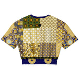 Forever Royale Floral Patchwork Short Sleeve Cropped Sweater Cropped Short Sleeve Sweater - Thathoodyshop