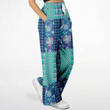 Cerulean Patchwork Plaid SW Stretchy Phat Bellbottoms Flare Leg Pants - Thathoodyshop