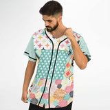 Old Miami Geo Patchwork Button Front Jersey Baseball Jersey - Thathoodyshop