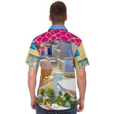 Santorini S/S Button Down Shirt Short Sleeve Button Down Shirt - AOP - Thathoodyshop