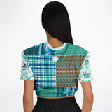 Turquoise Tonight Cropped Sweater Athletic Cropped Short Sleeve Sweatshirt - AOP - Thathoodyshop