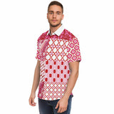 Gypsy Beat Pink Patchwork Short Sleeve Button Down Shirt Short Sleeve Button Down Shirt - Thathoodyshop