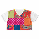 Chili Pepper Patchwork Crop Jersey Cropped Football Jersey - Thathoodyshop