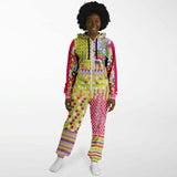 Hello Janis! Purple Zigzag Patchwork Unisex Eco-Poly Romper Eco Poly Jumpsuit - Thathoodyshop