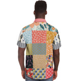 Tallulah Bankhead Patchwork Short Sleeve Button Down Shirt Short Sleeve Button Down Shirt - Thathoodyshop