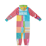 Maui Waui Hawaiian Surfside Patchwork Unisex Fleece Romper Fleece Jumpsuit - Thathoodyshop