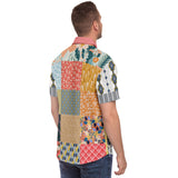 Tallulah Bankhead Patchwork Short Sleeve Button Down Shirt Short Sleeve Button Down Shirt - Thathoodyshop