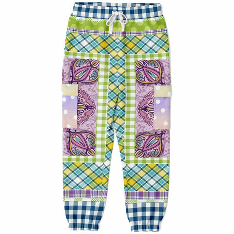 Kaleido-Scape Purple Plaid Cargo Sweats Cargo Sweatpants - Thathoodyshop