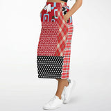 Red Pacific Palisades Patchwork Long Pocket Skirt Long Pocket Skirt - Thathoodyshop
