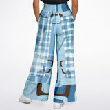 Blue Geo Plaid SW Bellbottoms Flare Leg Joggers - Thathoodyshop